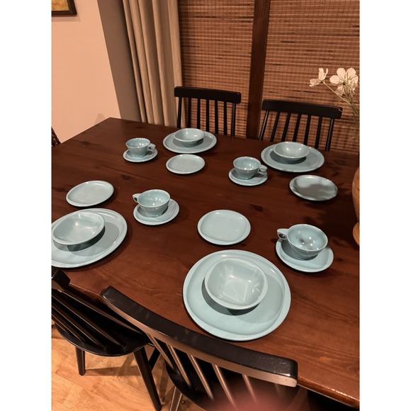 Boontonware Dinnerware Setting for 4 people VINTAGE‎ "Belle" Turquoise 5 Pc = 20 - Picture 1 of 10